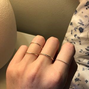 Five Silver Dainty Simple Rings